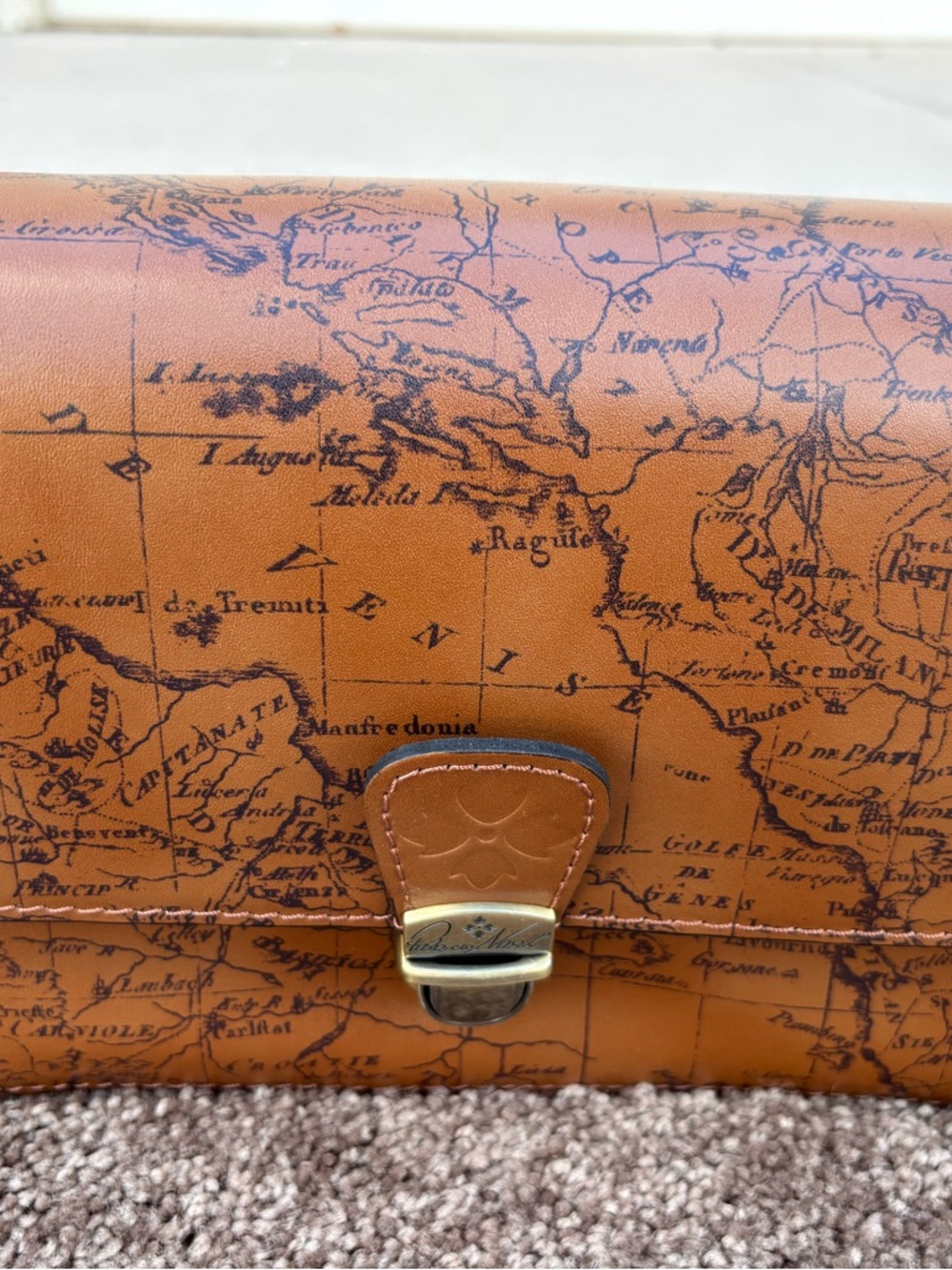 NWT Patricia Nash Tan Map-Print Crossbody Bag
